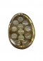 Preview: Klarsichtschachtel oval gold/ transparent mit Einlage gold für 12 Pralinen